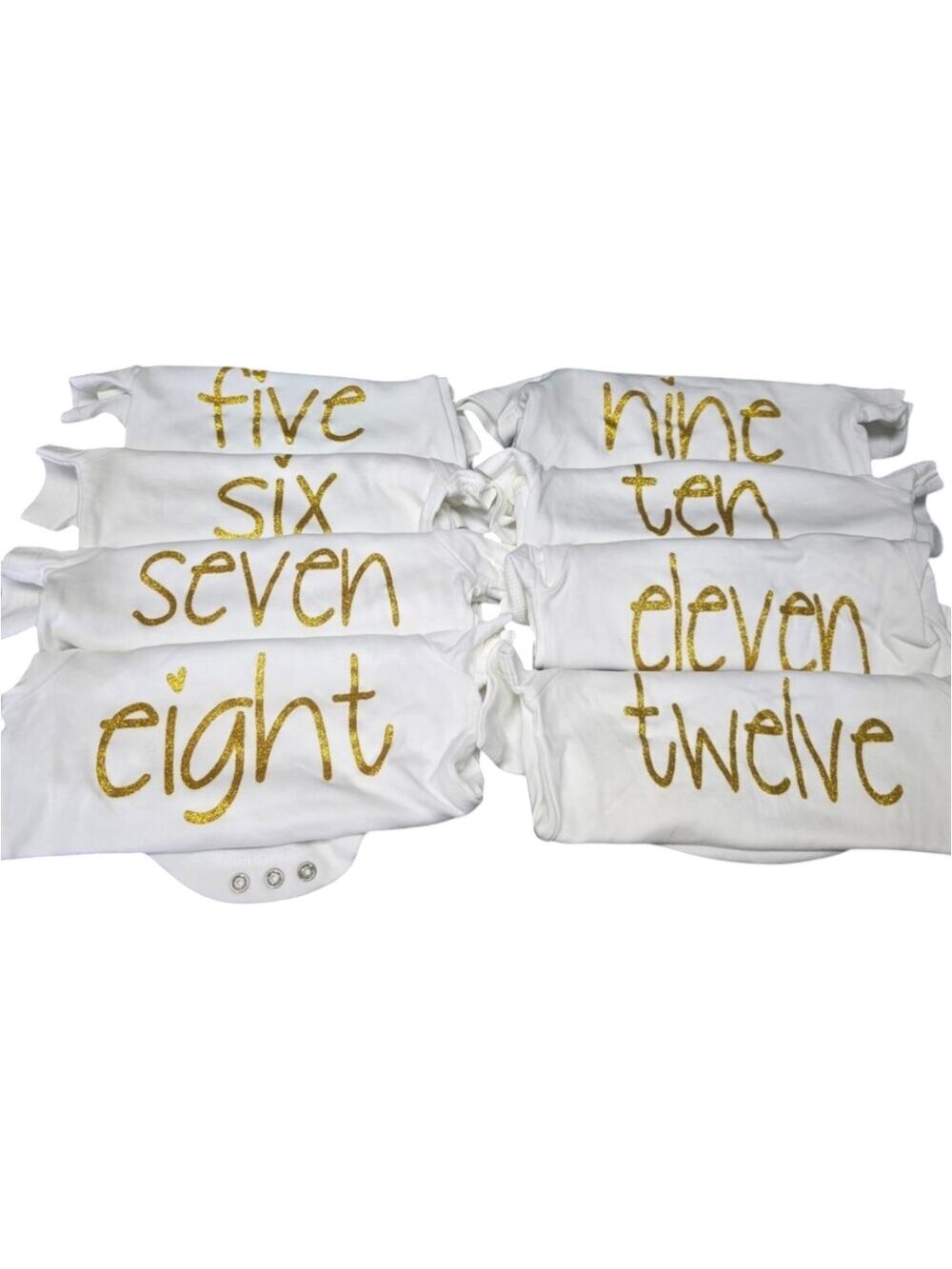 Seize The Moment JumpOff Jo Milestone Newborn Bodysuit Set Gold Glitter No Print